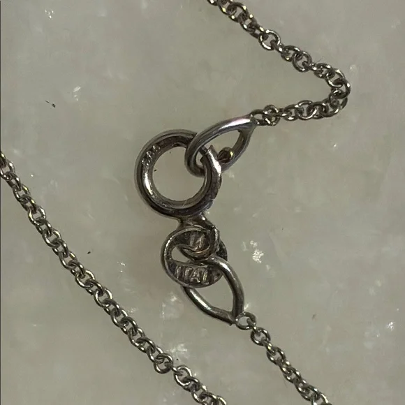 Brilliant Diamond Pendant Necklace 14k White Gold 585 Dainty 18 inch Chain Italy